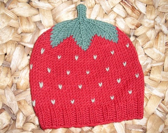 Sweet Fruit Strawberry Baby Hat Toddler Hat - several sizes - pure merino wool - winter hat