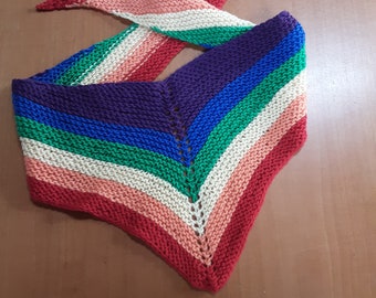 Scarf for children - 100% wool (baby merino wool) - hand knitted - rainbow - available for immediate delivery