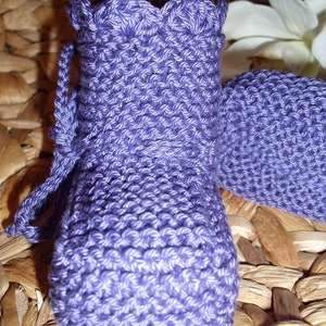 Baby shoes in purple 100% cotton hand-knitted up to approx. 7 months image 3