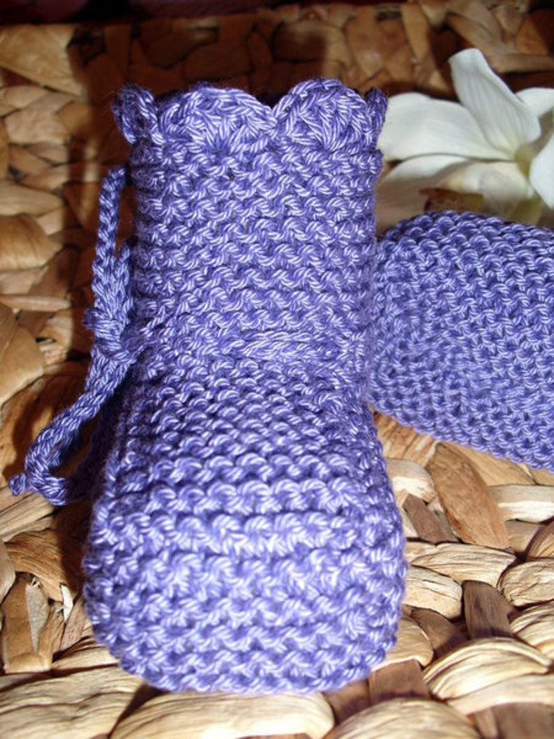 Baby shoes in purple 100% cotton hand-knitted up to approx. 7 months image 3