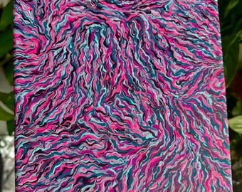 Abstract Acrylic Painting: Pink & Teal Fluid Art (8x10)