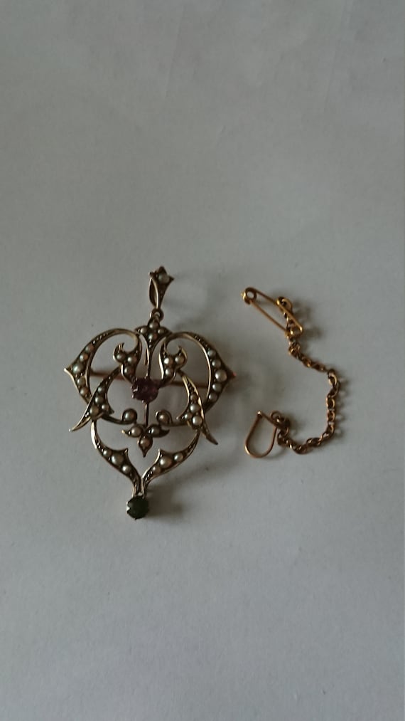 Amazing, Edwardian 9ct gold, Suffragette levalier