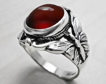 Butterfly Ring, Vintage Ring, Art Nouveau Ring, Antique Ring, Silver Ring, Romantic Jewelry, Vintage Jewelry, Garnet Ring, Women Gift Silver