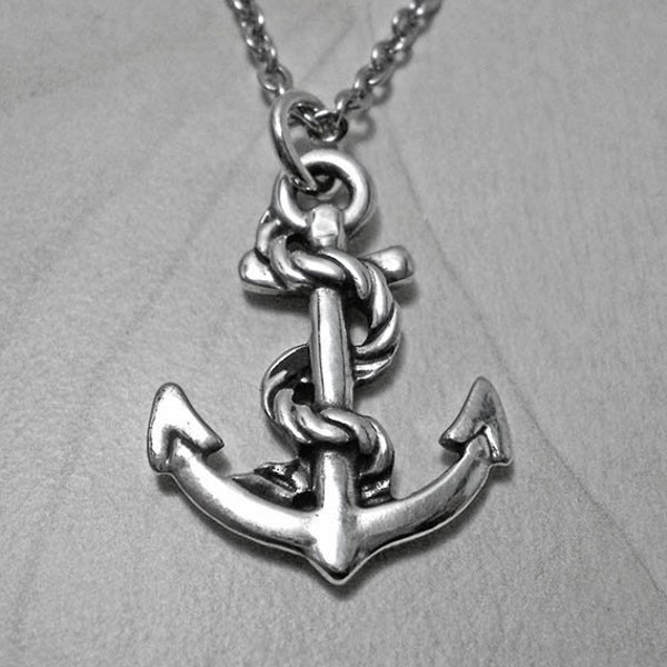 Mens Silver Necklace Anchor, Men Anchor Pendant, Nautical Necklace Anchor, Anchor Necklace Silver, Nautical Gift Anchor, Sailor Gift Anchor