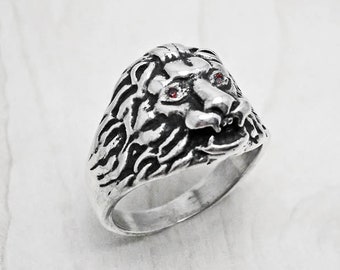 Sterling Silver Ring Men, Lion Ring Silver, Men Gift Ring, Men Gift Silver, Men Jewelry Ring, Gift For Him, Lion Jewelry, Animal Jewelry