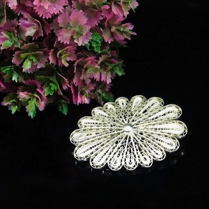 Sterling Silber Brosche, Vintage Brosche, antike Brosche, filigrane Brosche, Blume Silber Brosche, Brosche, Hochzeit Brosche, Schönheit Geschenk Bild 2