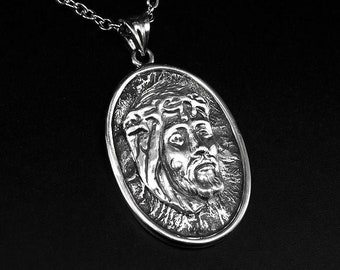 Jesus Necklace Silver, Jesus Christ Necklace Silver, Religious jewelry, Men Necklace Christ, Religious Gift Necklace, Lord Jesus Necklace