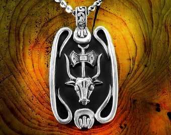 Bull Necklace, Mens Silver Necklace, Mens Jewelry, Mens Gift Silver Necklace, Silver Bull Necklace, Minoan Bull Pendant, Minoan Necklace