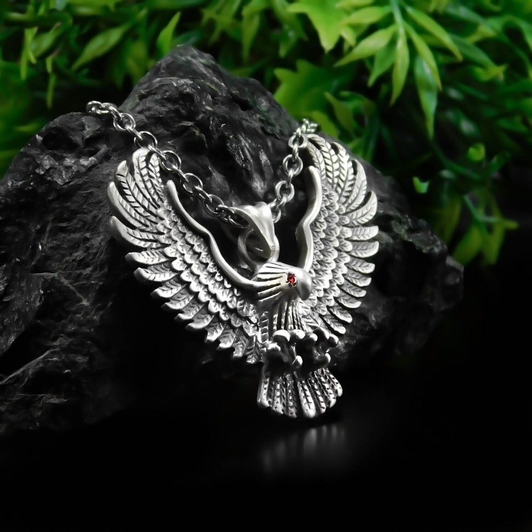Eagle Sterling Silver Necklace Gift for Men, Flying Eagle Necklace