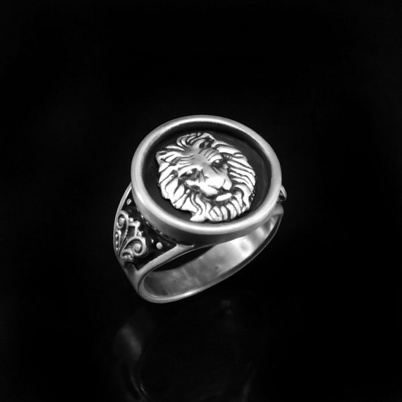 Lion Ring Handmade Silver Gift For Him Lion Head Silver Ring