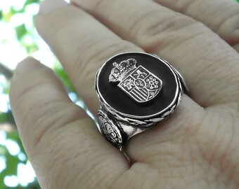 German Red Lion Coat of Arms Medieval Knights Templar Gothic Men's Biker Ring 