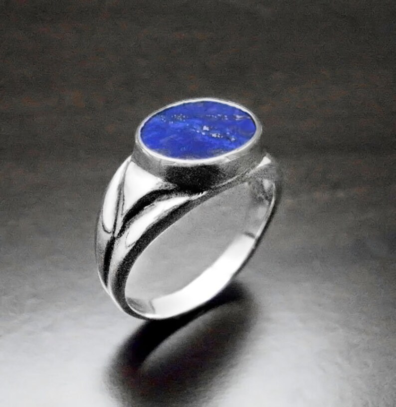 Lapis lazuli Ring Silver Men Signet Ring Silver Gentleman | Etsy