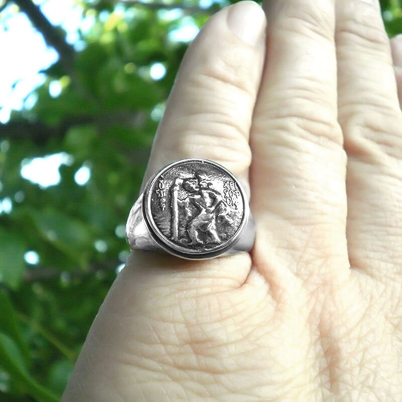 St Christopher Protect Us Stainless Steel Ring – GTHIC