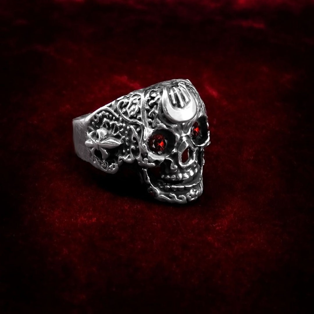 Skull Ring Silver Men Gothic Ring Skull Gothic Jewelry Etsy