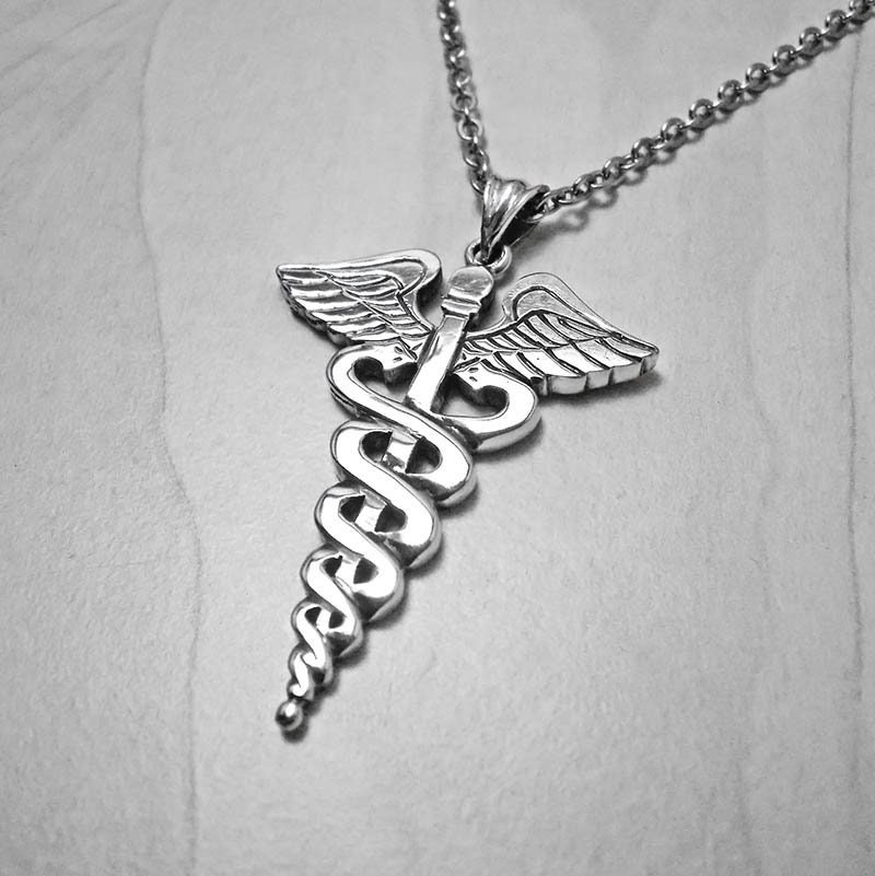 Caduceus Necklace Mercury Necklace Medical Jewelry Hermes | Etsy