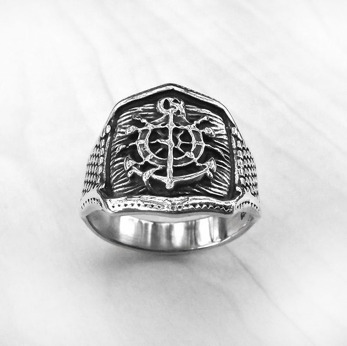 Anchor Ring Silver Men Nautical Jewelry Mens Gift Silver Etsy