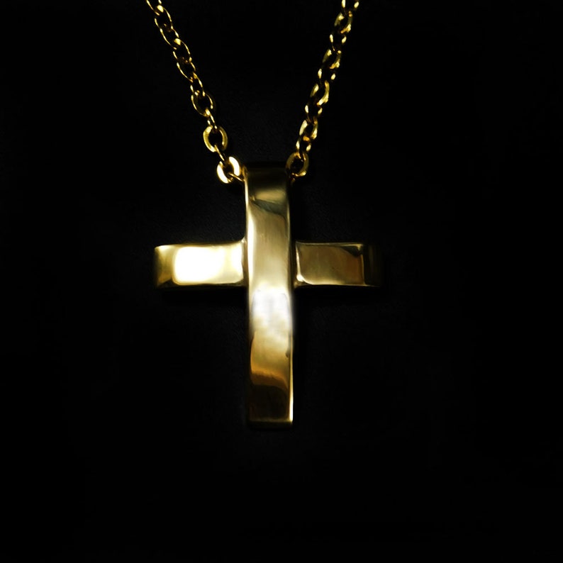Solid Gold Cross Men Gold Necklace Mens Gold Cross 14K Gold | Etsy