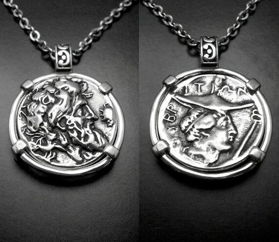 Hermes Coin Necklace Silver Coin Necklace Hermes Necklace