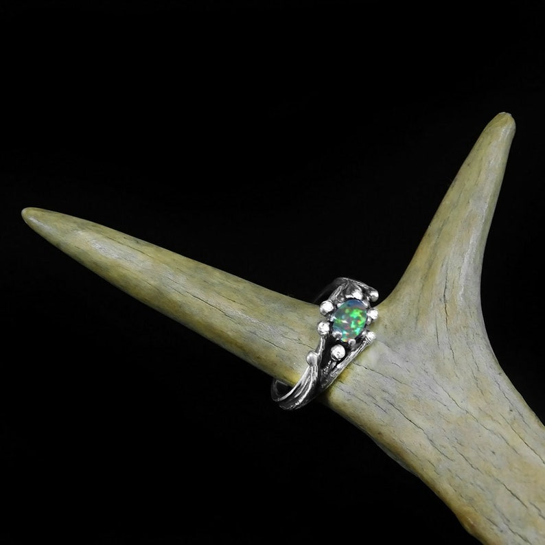 Wiccan Jewelry Ring Opal Ring Silver Druid Jewelry Celtic Druid Ring Twig Vintage Ring Silver Twig Antique Ring Celtic Engagement Ring