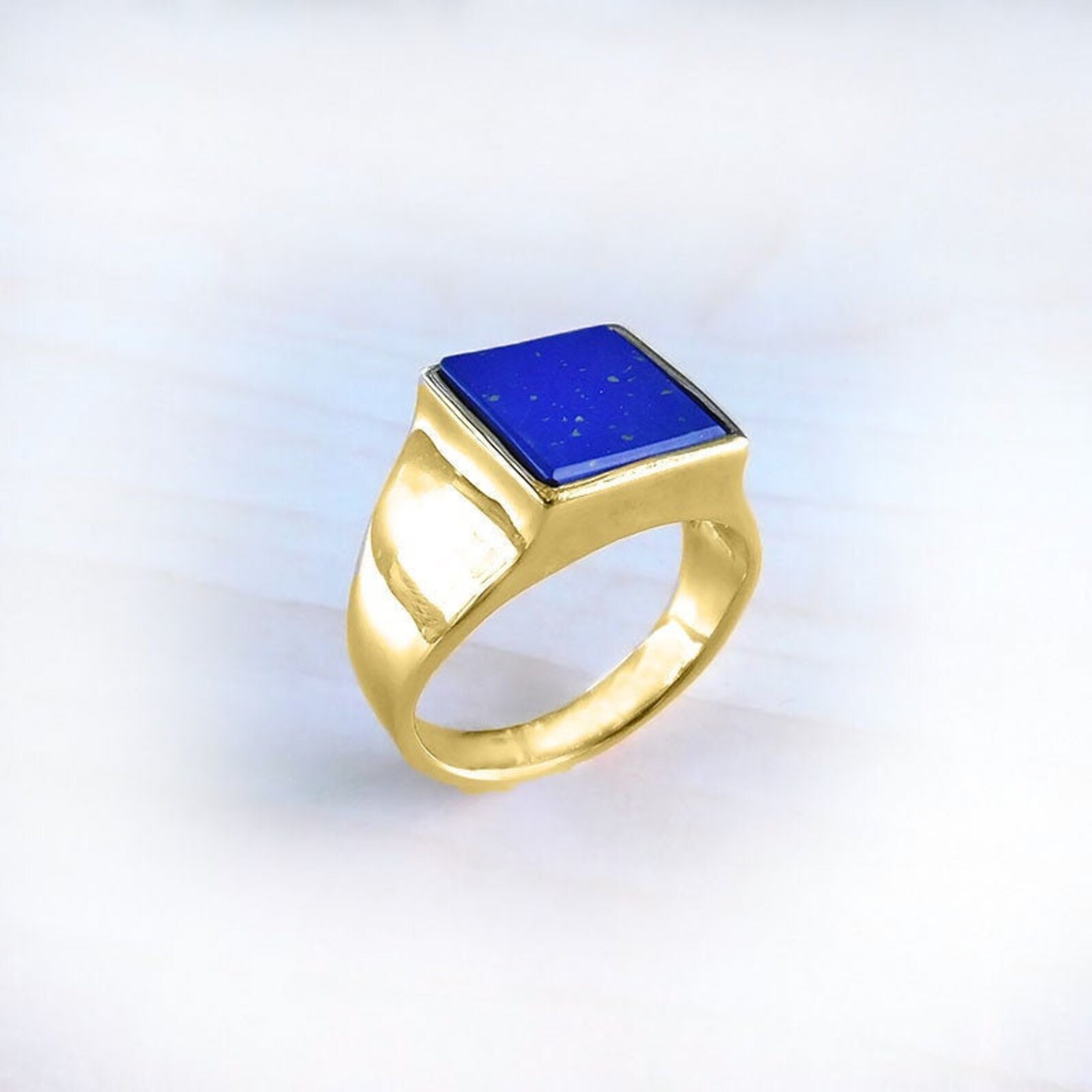 Lapis Lazuli Ring Gold Men Solid Gold Ring 14K Ring Etsy