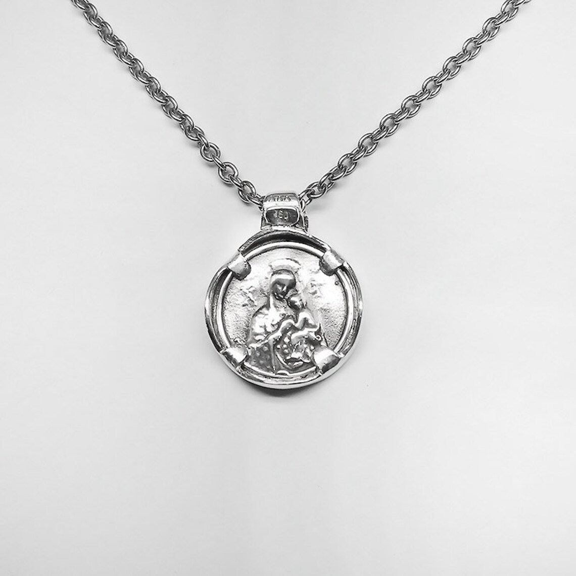 St Christopher Necklace Saint Christopher Silver Necklace Etsy
