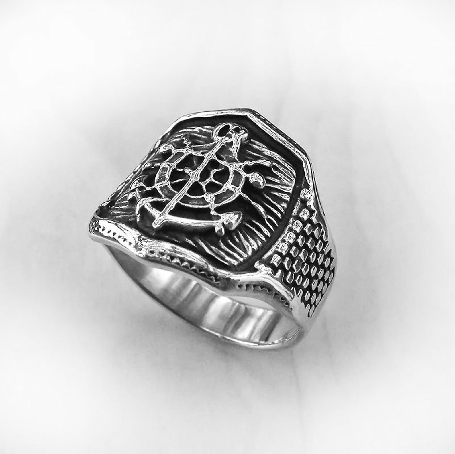 Anchor Ring Silver Men Nautical Jewelry Mens Gift Silver Etsy