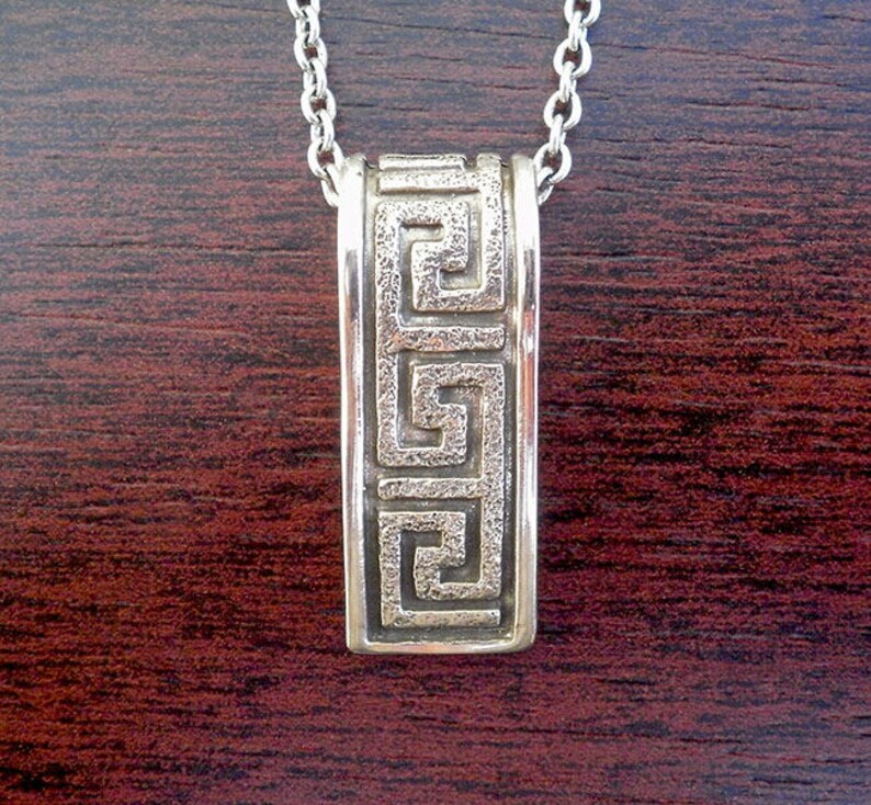 Greek Key Necklace Silver Men Silver Necklace Greek Etsy