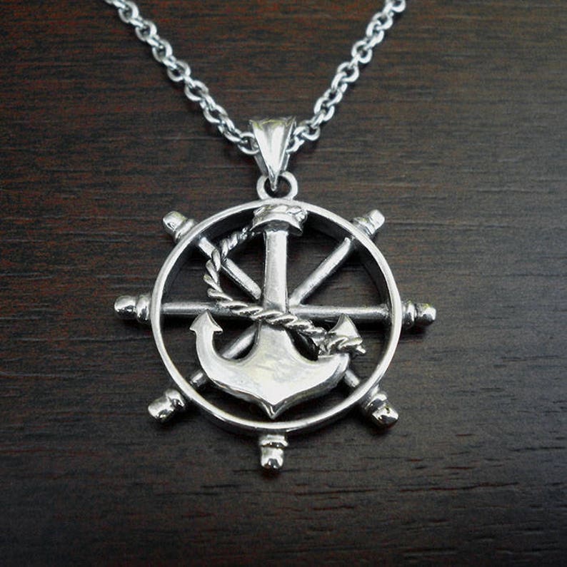 Anchor Necklace Sterling Silver Mens Gift Silver Anchor and Etsy
