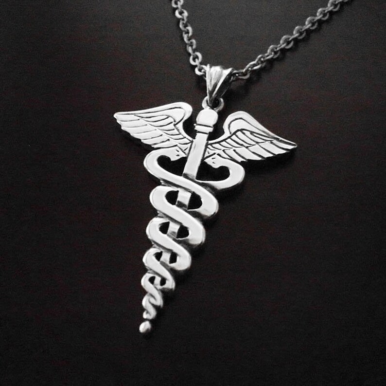 Caduceus Necklace Mercury Necklace Medical Jewelry Hermes Etsy