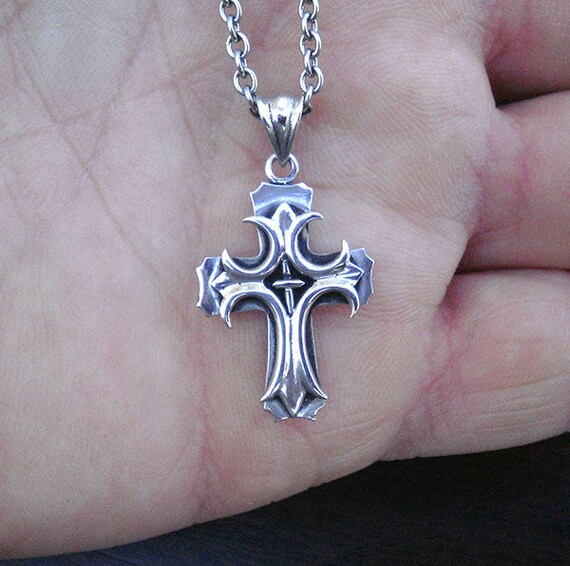 Cross Necklace Men Sterling Silver 