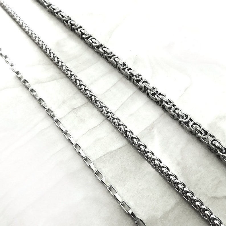 Stainless Steel Chain Steel Byzantine Chain Necklace Wheat Etsy