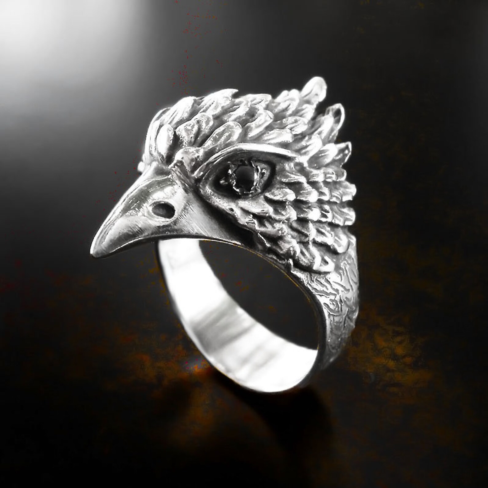 Raven Ring Silver Raven Men Jewelry Crow Ring Animal | Etsy