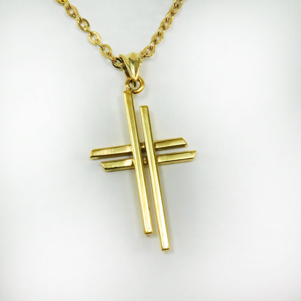 Solid Gold Cross Men Gold Necklace Mens Gold Cross 14K Gold - Etsy UK