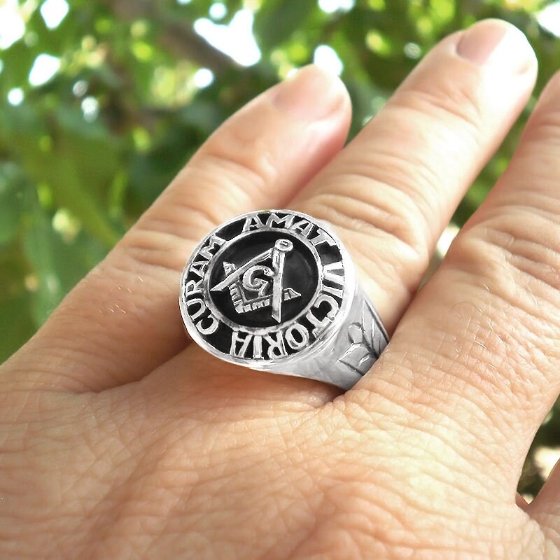 Masonic Ring Men Signet Silver Rings Freemason Ring Master Mason