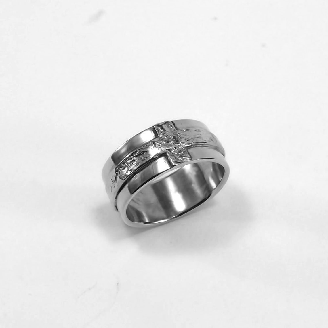 Cross Ring Men Mens Silver Ring Wedding Band Silver Band Etsy