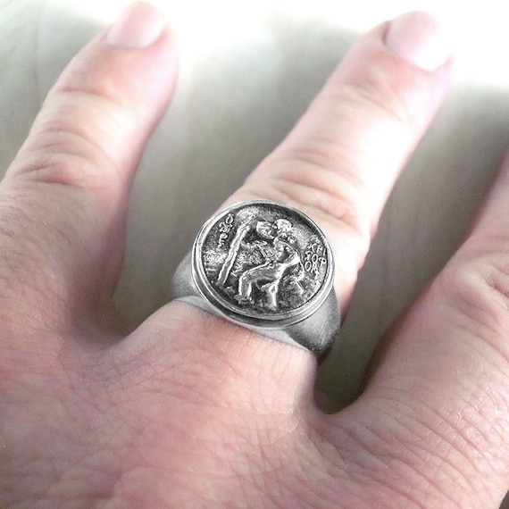 St Christopher Ring, Saint Christopher Signet Ring, Religious Jewelry,  Traveler Ring Silver, Gentleman Ring, Men Gift Ring, Mens Gift Silver 