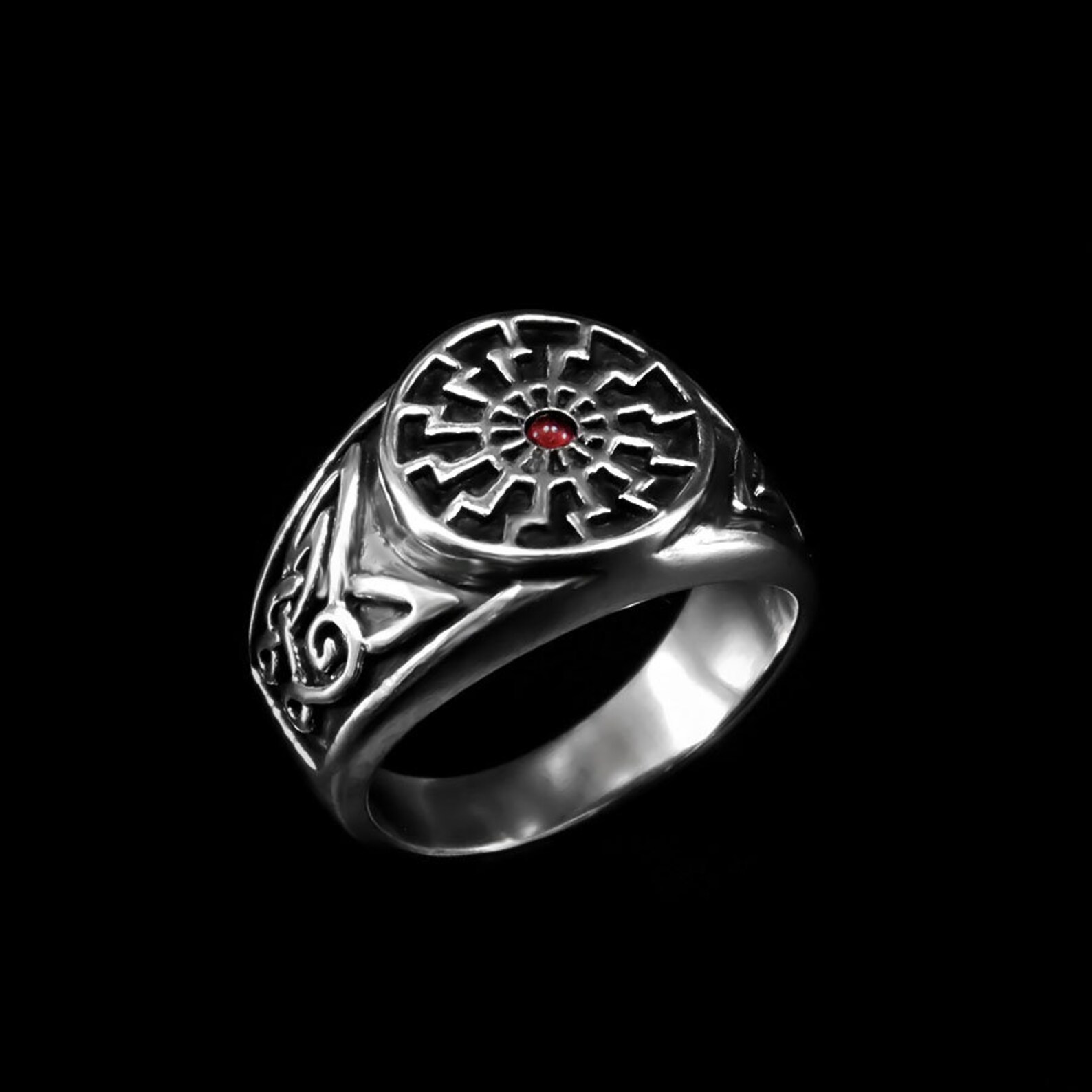 Black Sun Ring Ring Men Nordic Jewelry Pagan Etsy