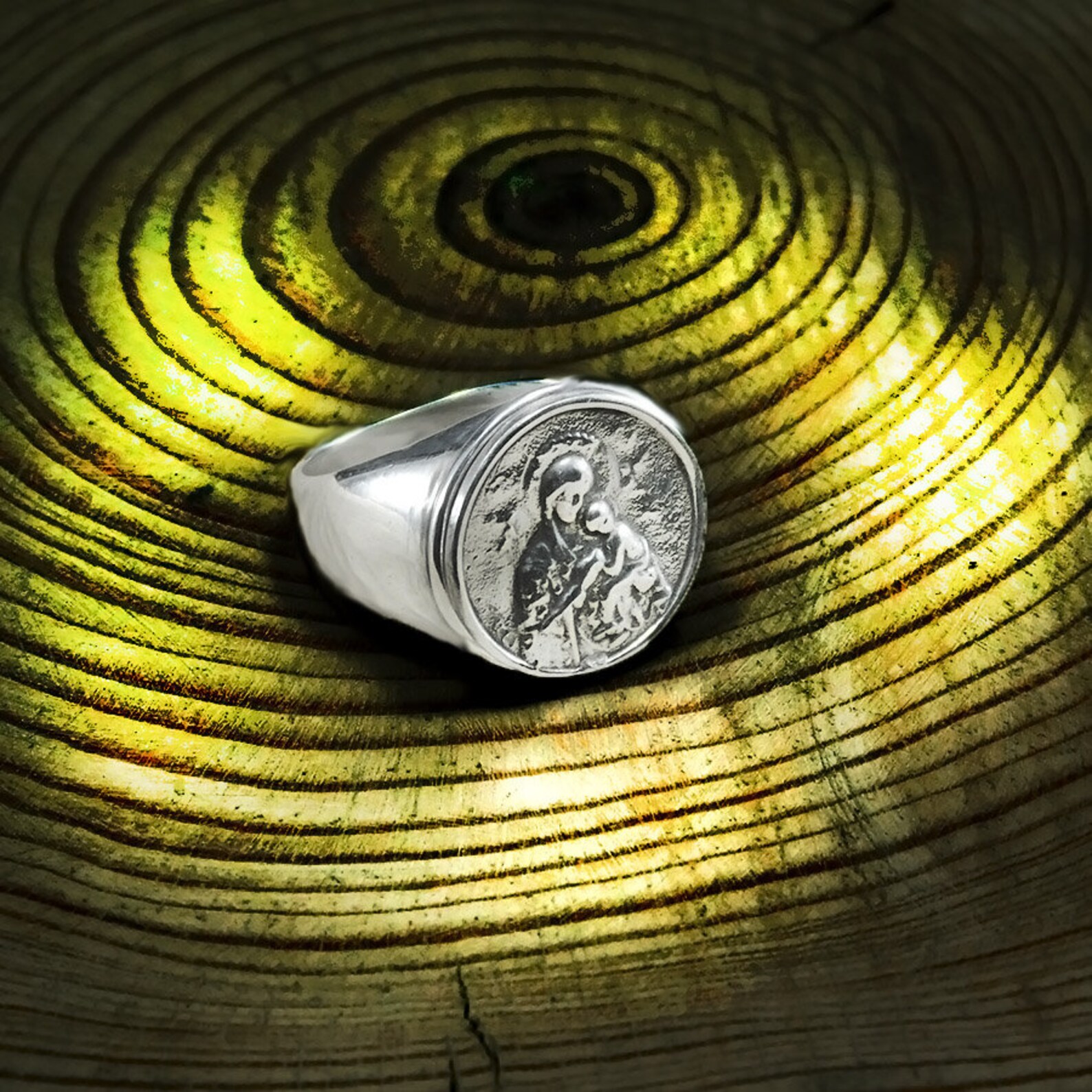Virgin Mary Ring Silver Ring Men Mother Mary Ring Men Gift Etsy