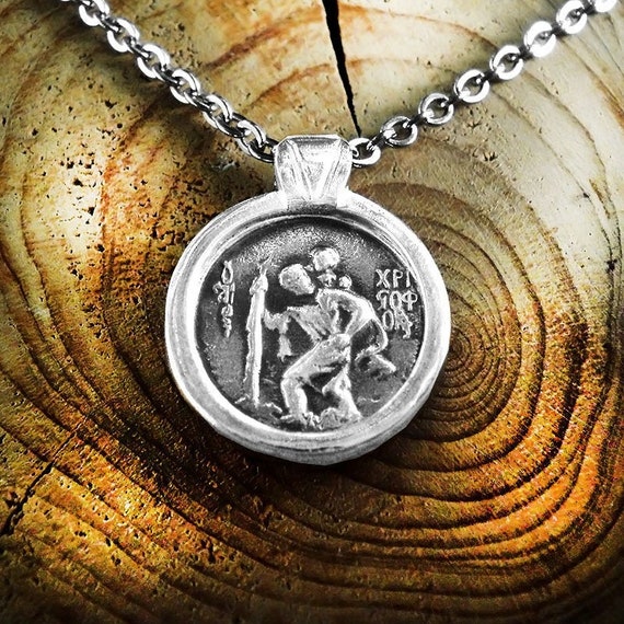 St Christopher Necklace, Saint Christopher Silver Necklace