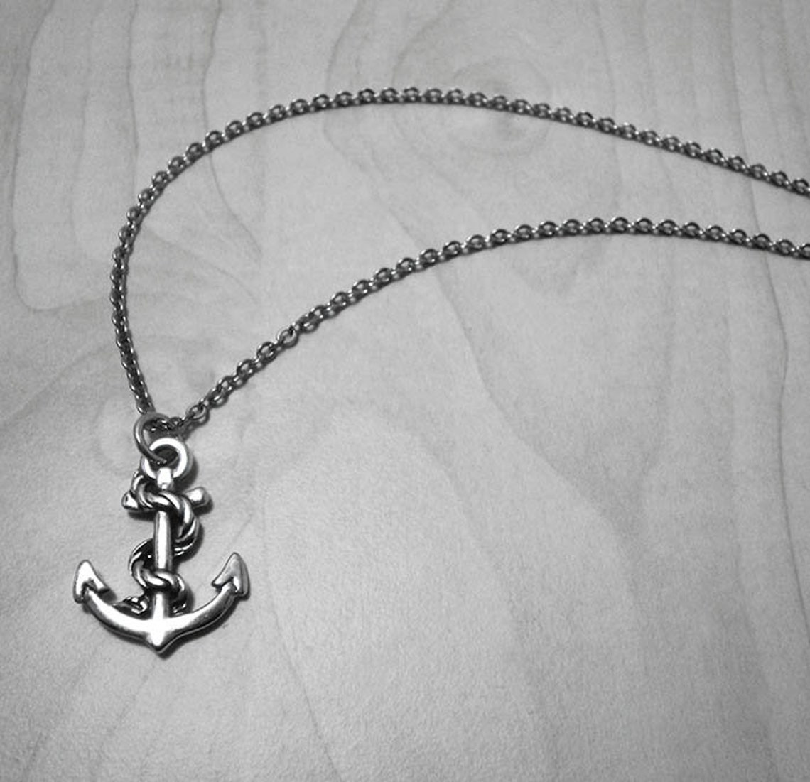 Mens Silver Necklace Anchor Men Anchor Pendant Nautical Etsy