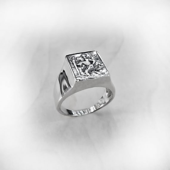 Buy Men's Sterling Silver St Christopher Signet Ring, Dad's or