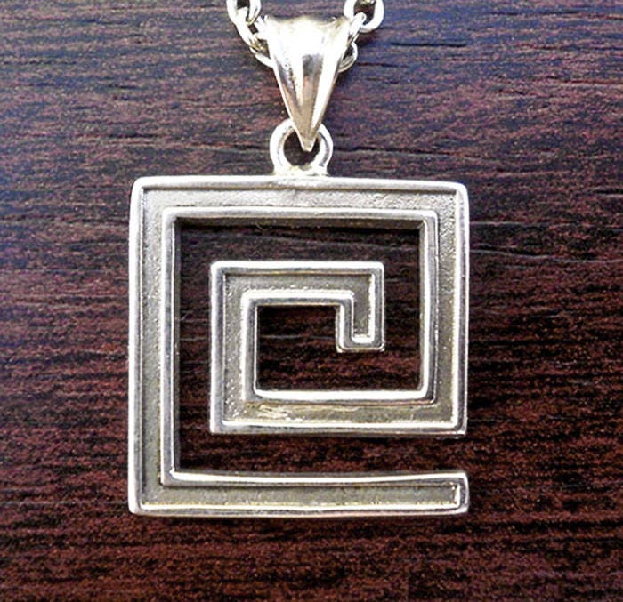 Greek Key Necklace Silver Men Pendant Greek Symbol Greek Etsy
