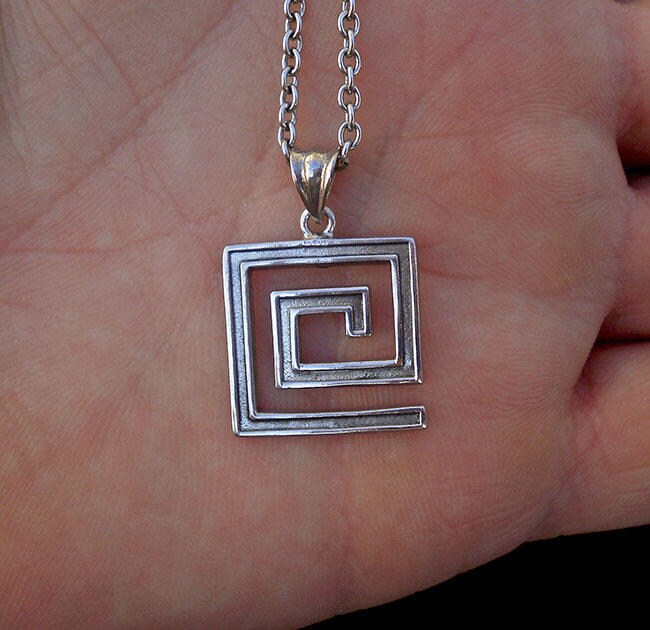 Greek Key Necklace Silver Men Pendant Greek Symbol Greek Etsy
