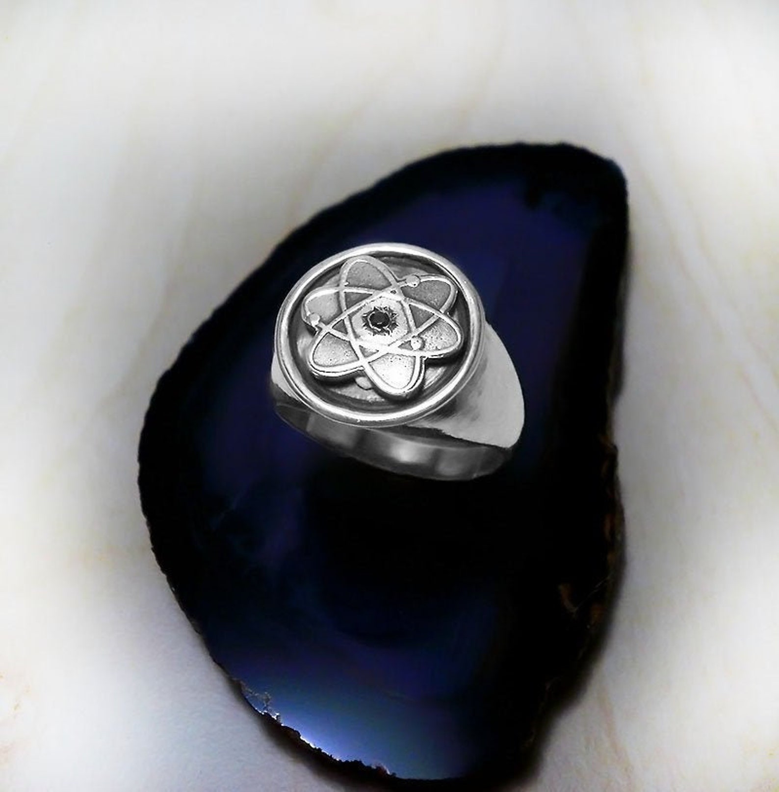 Atom Ring Silver Men Science Symbol Ring Mens Gift Silver | Etsy