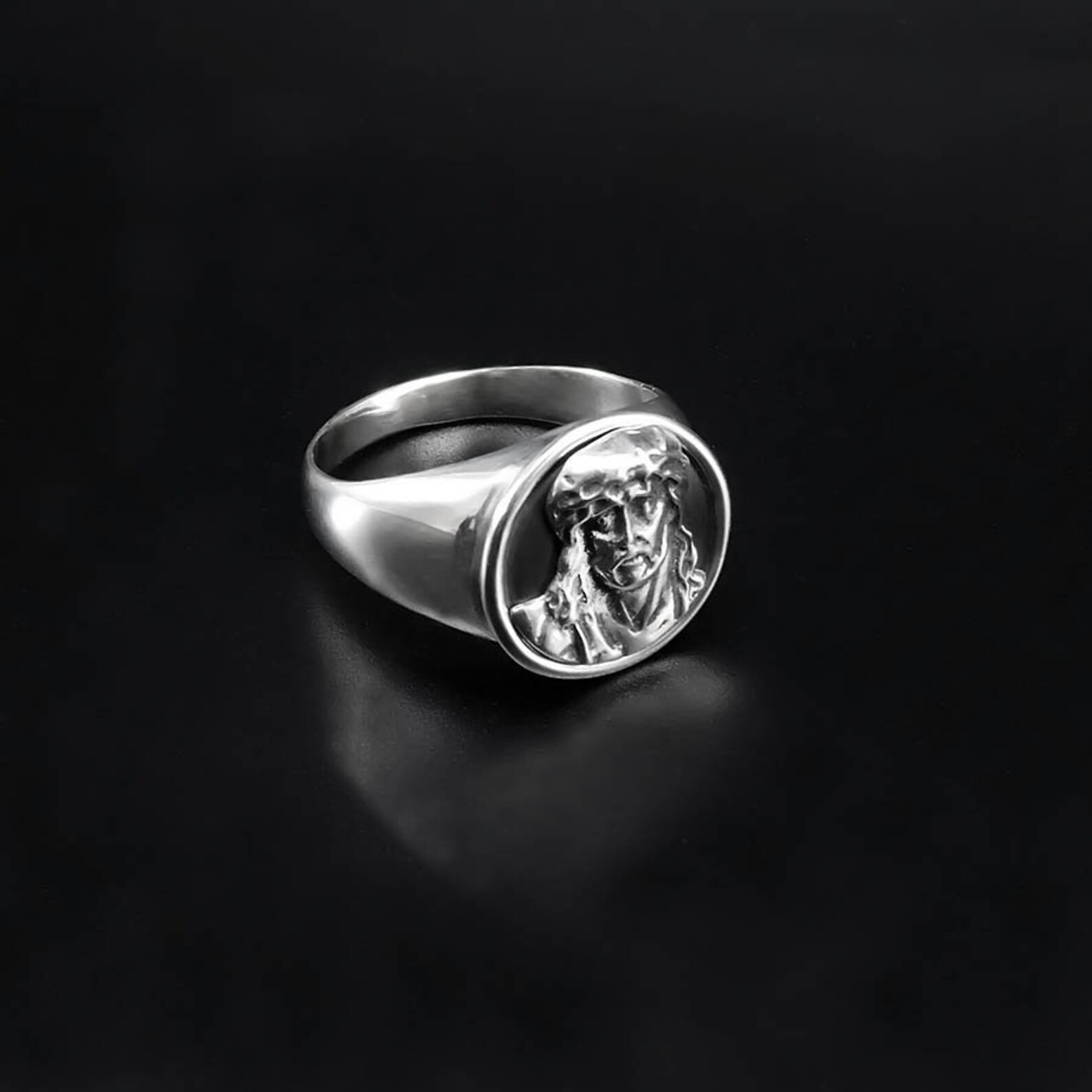 Jesus Ring Silver Christ Ring Silver Religious Etsy