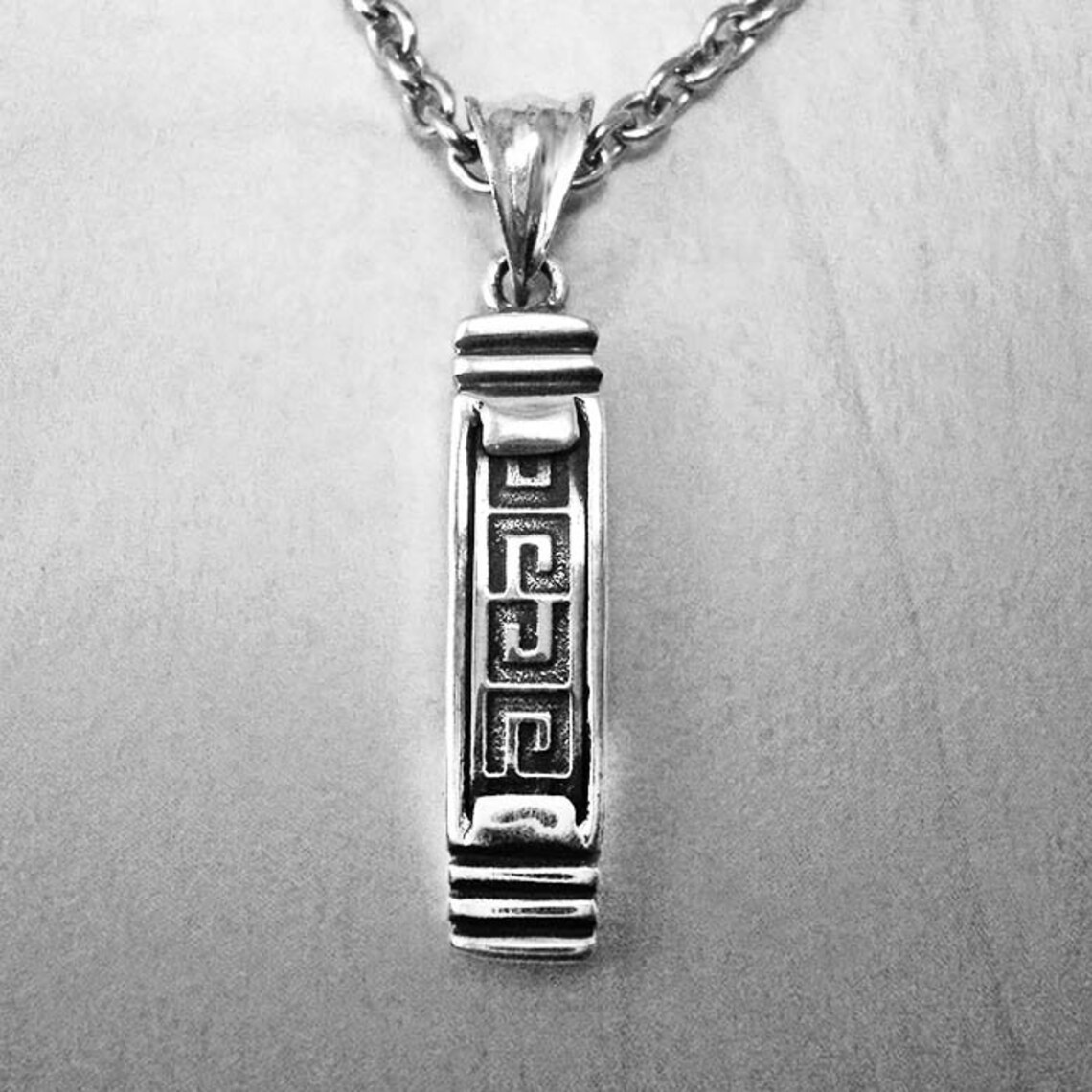 Silver Necklace Men Greek Key Necklace Silver Necklace Men Etsy