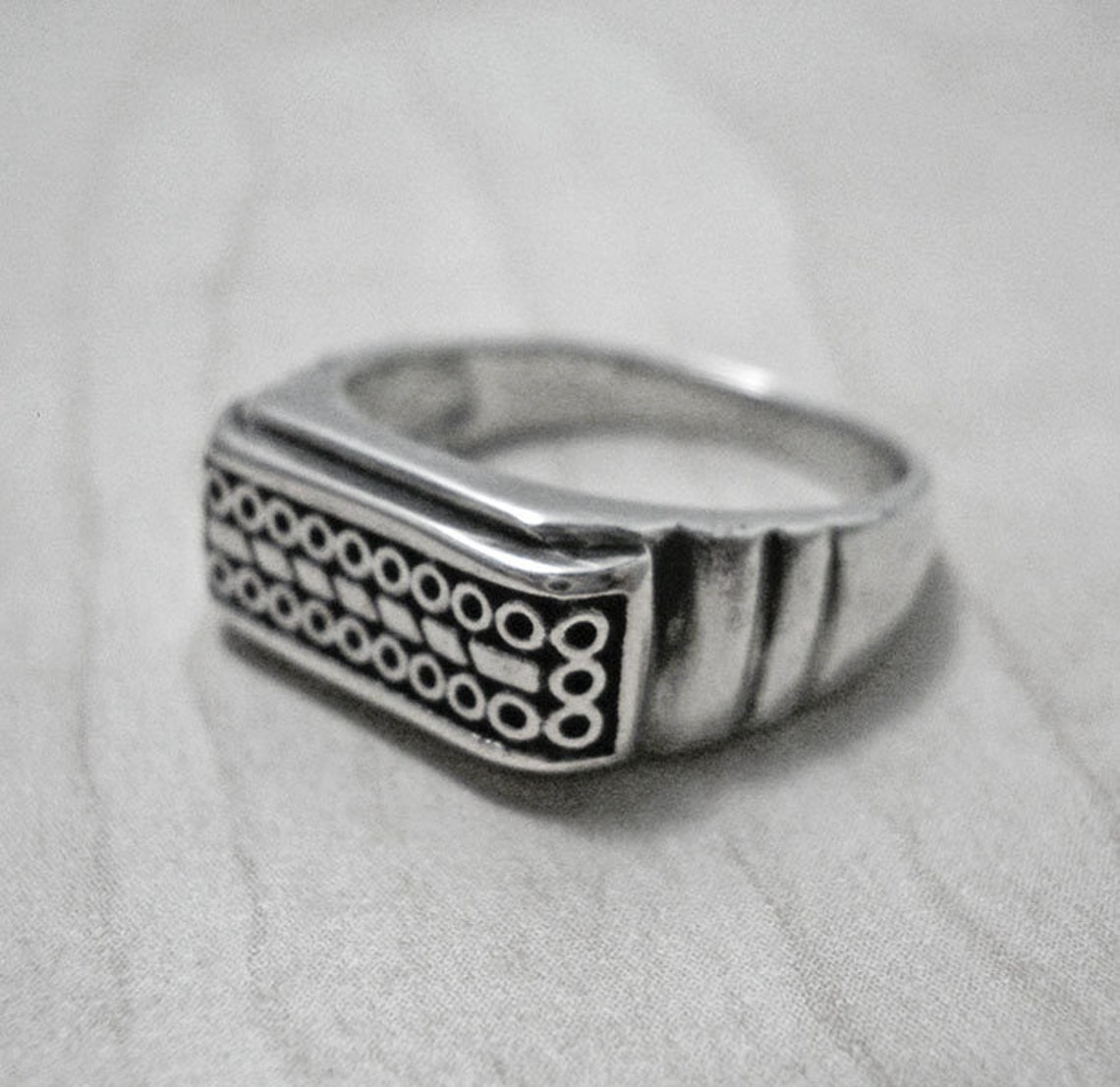 Mens silver ringengraved ringgentleman ringvintage Etsy