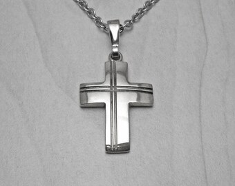 Silver Cross Pendant Cross Necklace Men 