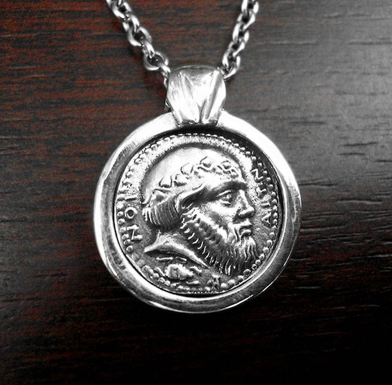 Silver Coin necklace Silver Coin Pendant Greek Coin Ancient | Etsy