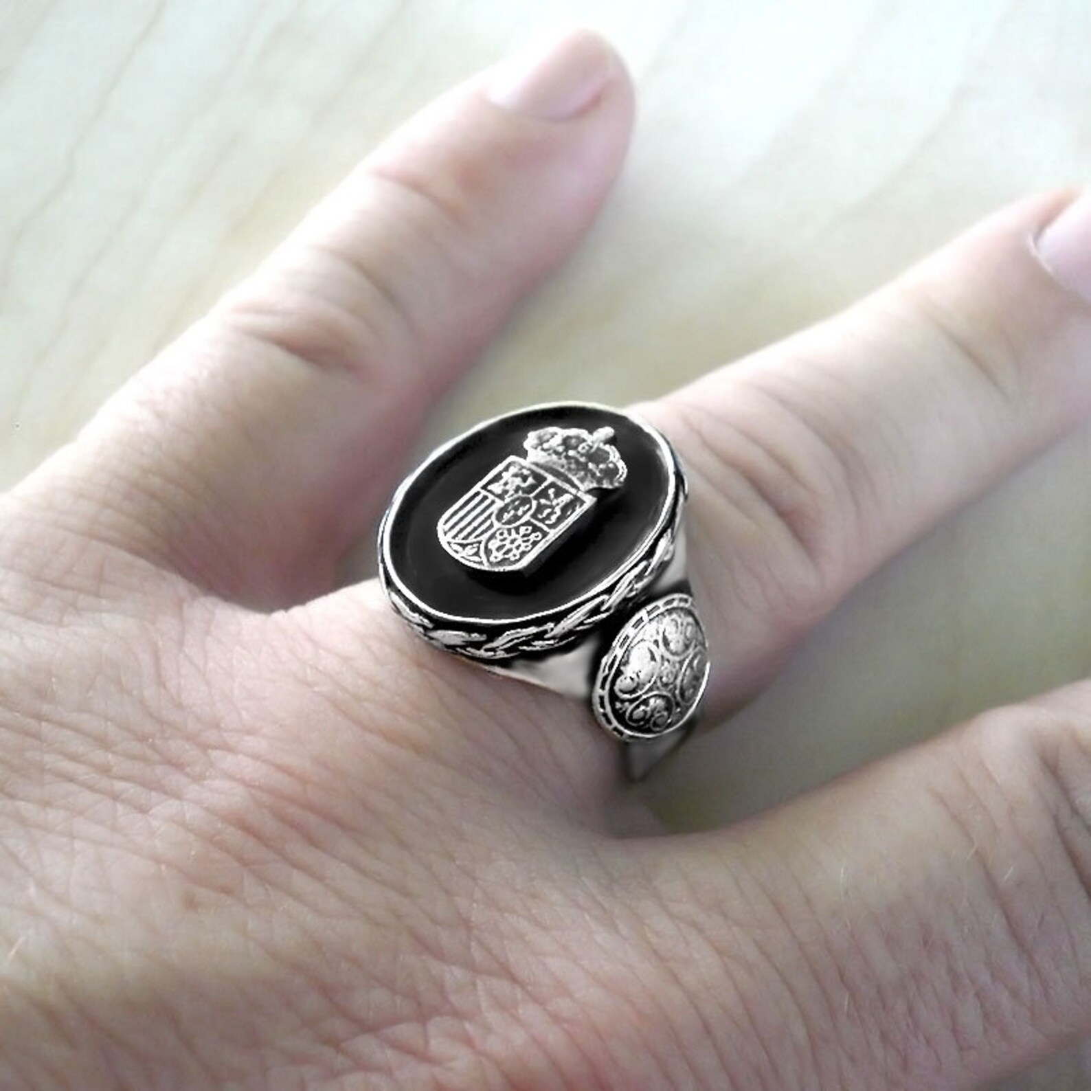 Coat of Arms Silver Ring Men Spanish Heraldry Symbol Etsy Canada
